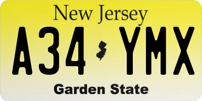 NJ license plate A34YMX
