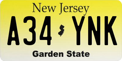 NJ license plate A34YNK