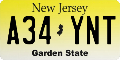NJ license plate A34YNT