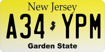 NJ license plate A34YPM