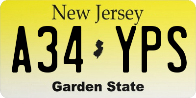 NJ license plate A34YPS
