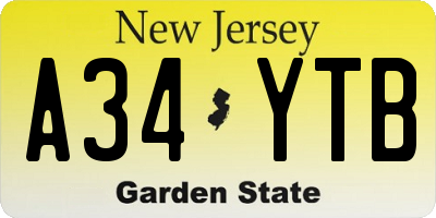 NJ license plate A34YTB