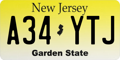 NJ license plate A34YTJ