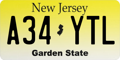 NJ license plate A34YTL