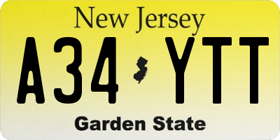 NJ license plate A34YTT