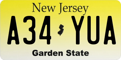 NJ license plate A34YUA