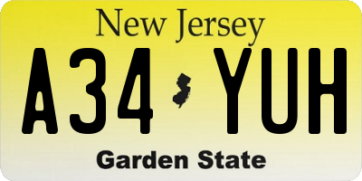 NJ license plate A34YUH