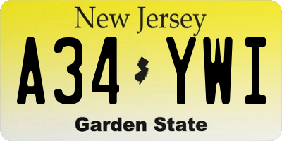 NJ license plate A34YWI