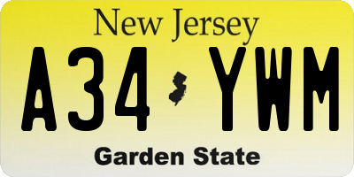 NJ license plate A34YWM