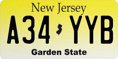 NJ license plate A34YYB