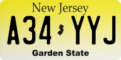 NJ license plate A34YYJ
