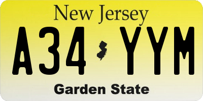 NJ license plate A34YYM