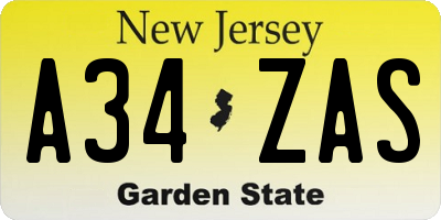 NJ license plate A34ZAS