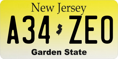NJ license plate A34ZEO