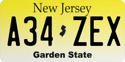 NJ license plate A34ZEX