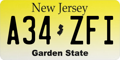 NJ license plate A34ZFI
