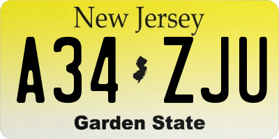 NJ license plate A34ZJU