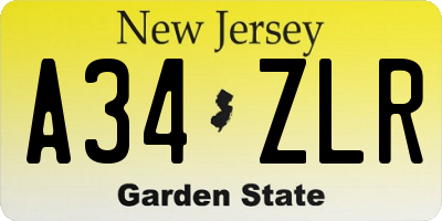 NJ license plate A34ZLR