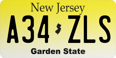 NJ license plate A34ZLS