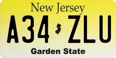NJ license plate A34ZLU
