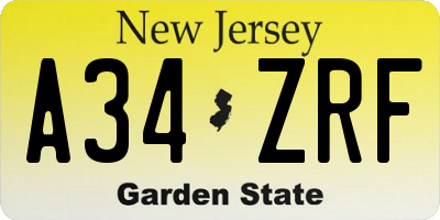 NJ license plate A34ZRF