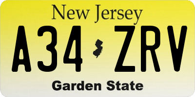 NJ license plate A34ZRV