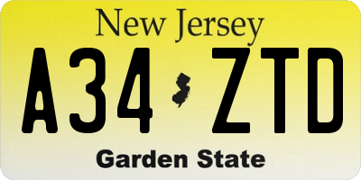 NJ license plate A34ZTD