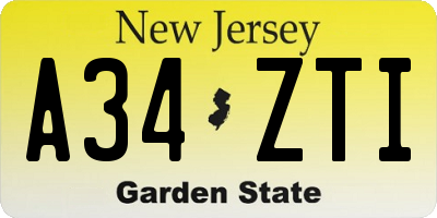 NJ license plate A34ZTI