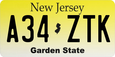 NJ license plate A34ZTK