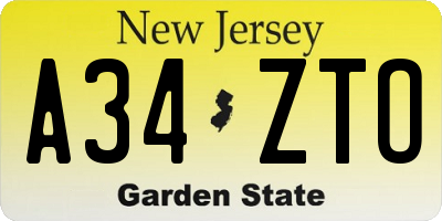 NJ license plate A34ZTO