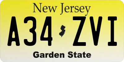 NJ license plate A34ZVI