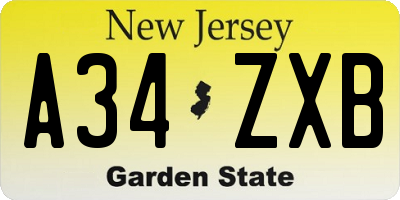 NJ license plate A34ZXB