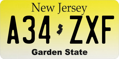 NJ license plate A34ZXF