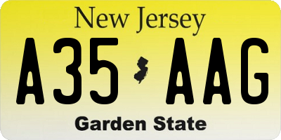 NJ license plate A35AAG