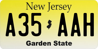 NJ license plate A35AAH