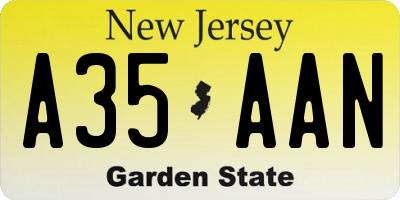 NJ license plate A35AAN