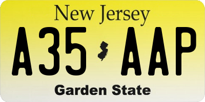 NJ license plate A35AAP