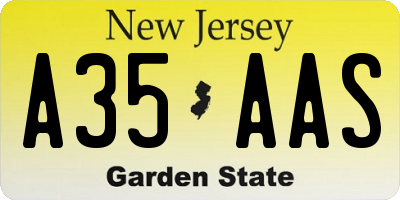 NJ license plate A35AAS