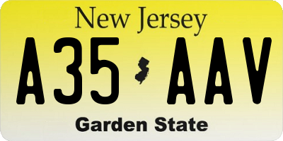 NJ license plate A35AAV