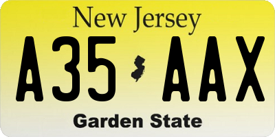 NJ license plate A35AAX