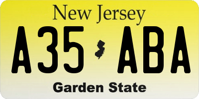 NJ license plate A35ABA