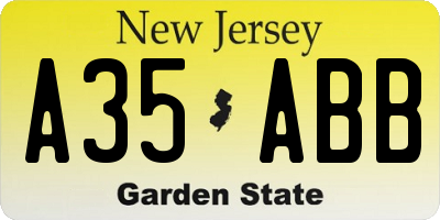 NJ license plate A35ABB
