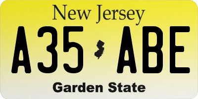 NJ license plate A35ABE