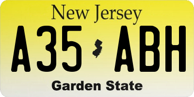 NJ license plate A35ABH
