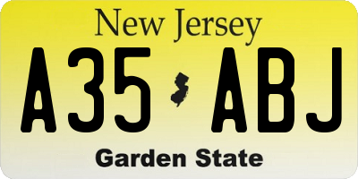 NJ license plate A35ABJ