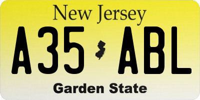 NJ license plate A35ABL