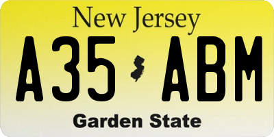 NJ license plate A35ABM