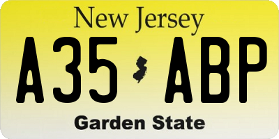 NJ license plate A35ABP