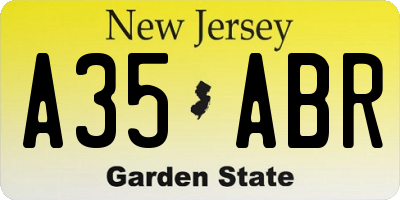 NJ license plate A35ABR