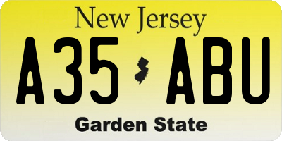 NJ license plate A35ABU